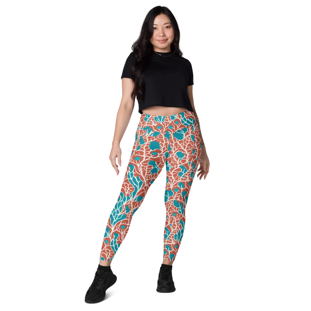 Teal Tangle on Leggings with Pockets — Front