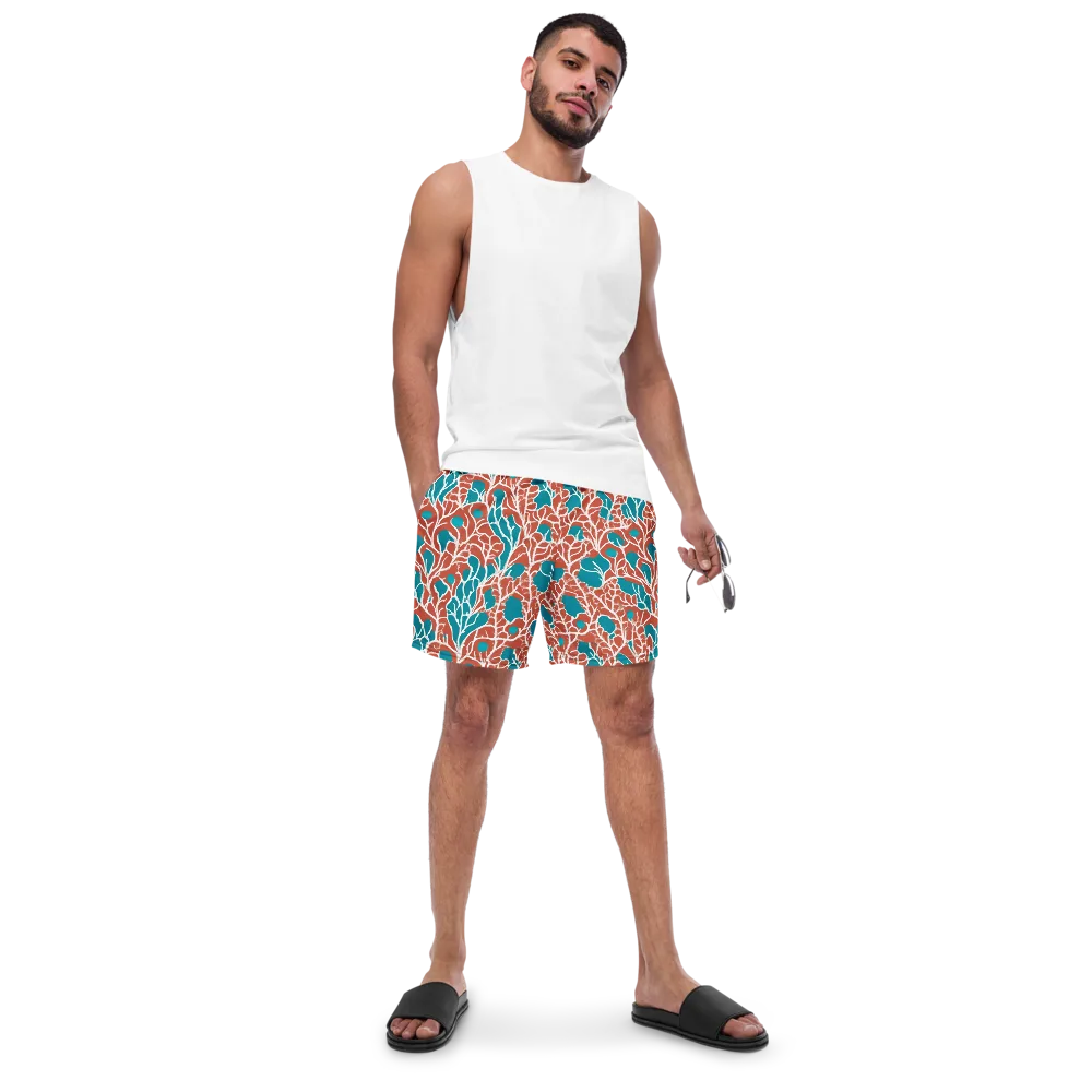Teal Tangle on Swim Trunks — Front