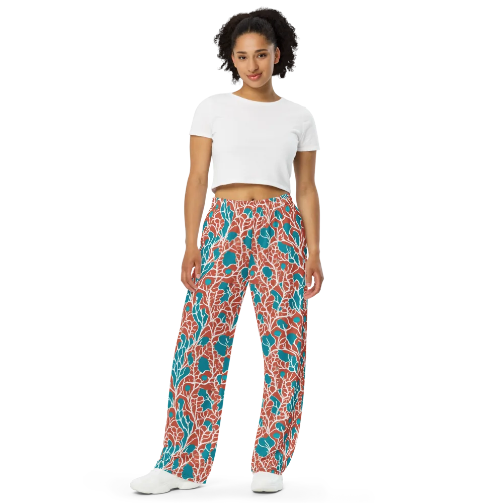 Teal Tangle on Wide-Leg Pants — Front