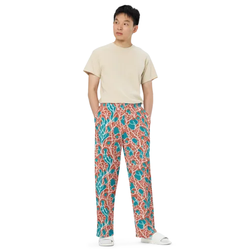 Teal Tangle on a Wide-Leg Pants
