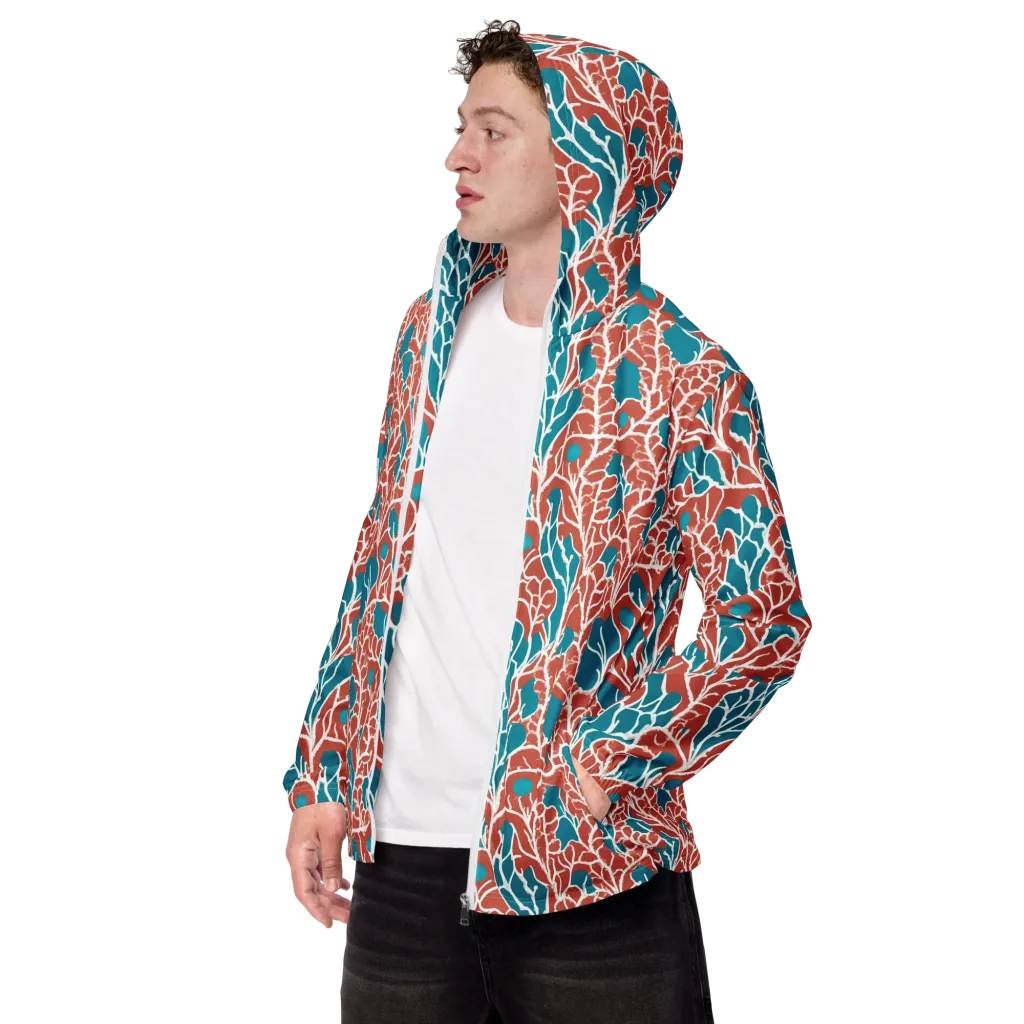 Teal Tangle on Men's Windbreaker — Left Front