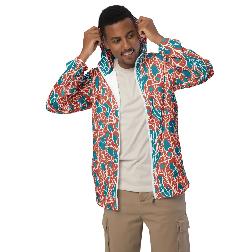 Teal Tangle on Men's Windbreaker — Front