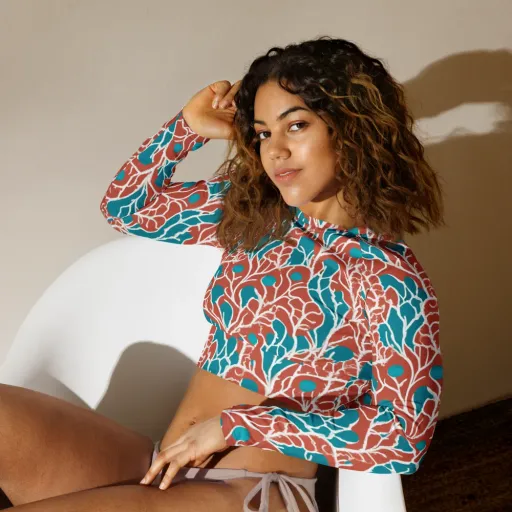 Teal Tangle on a Long Sleeve Crop Top