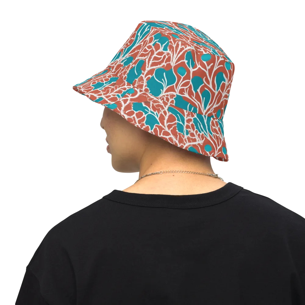 Teal Tangle on Reversible Bucket Hat — Back Inside
