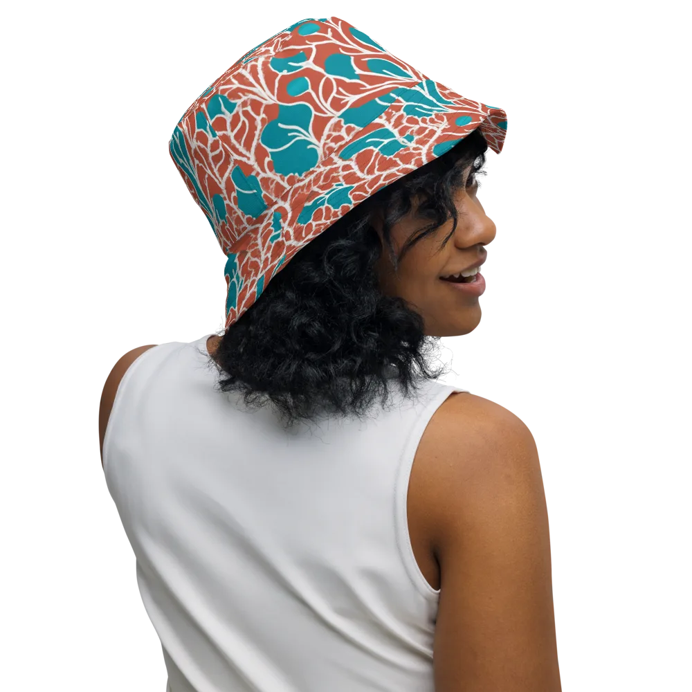 Teal Tangle on Reversible Bucket Hat — Right Outside