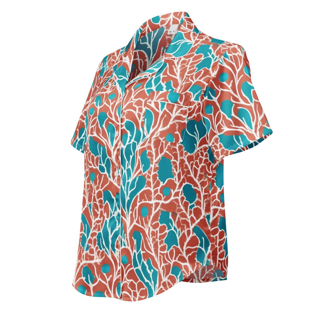 Teal Tangle on Women's Short Sleeve Pajama Top — Left Front