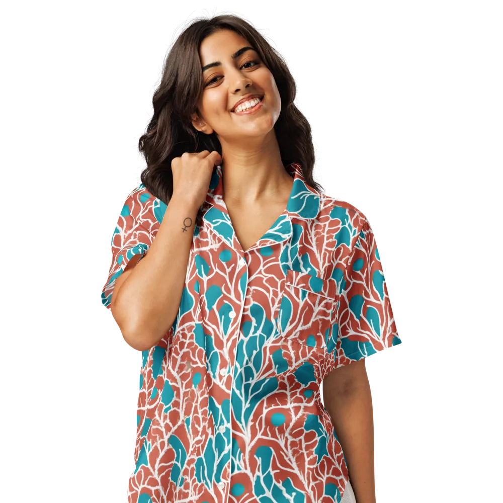 Teal Tangle on Women's Short Sleeve Pajama Top — Front