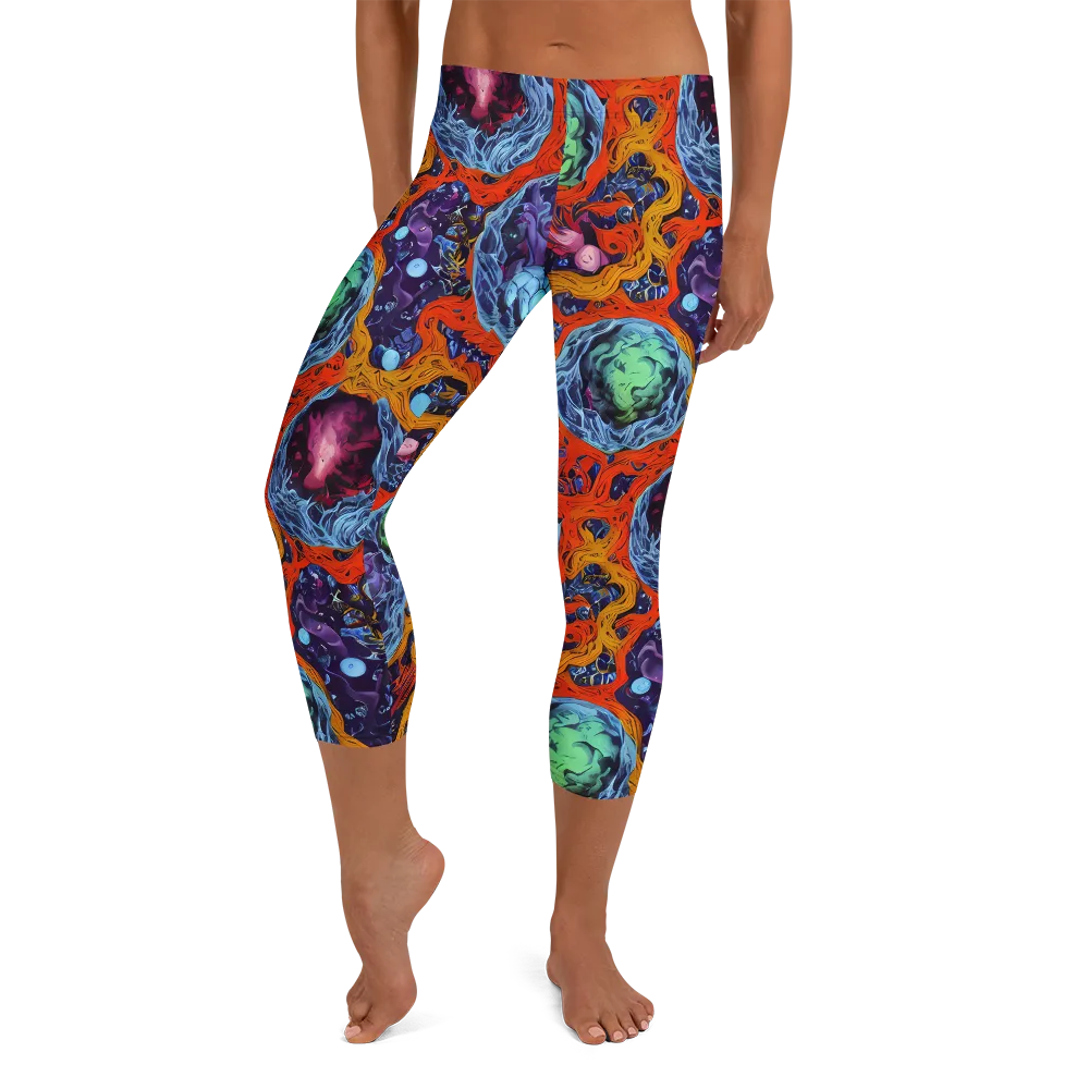 Nebula Reef on Capri Leggings — Front
