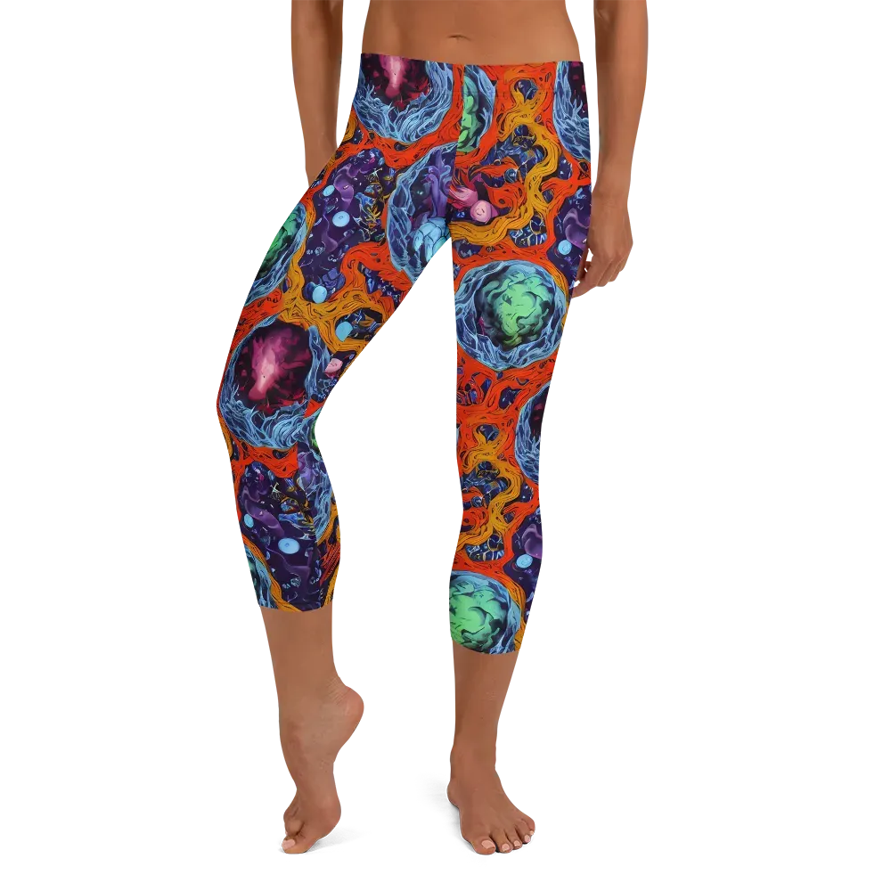 Nebula Reef on Capri Leggings — Front