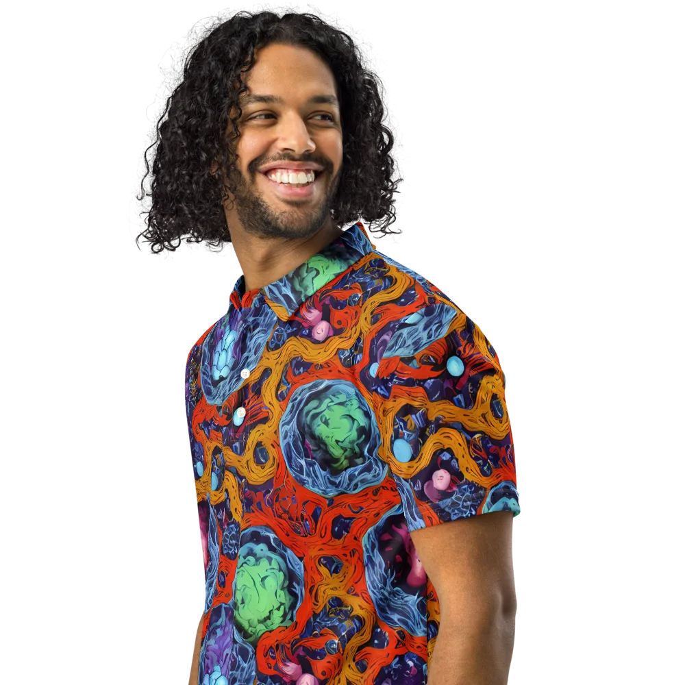 Nebula Reef on Men's Slim Fit Polo Shirt — Left Front