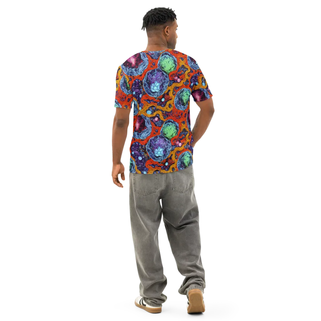 Nebula Reef on Men's Cotton Crew Neck T-Shirt — Back
