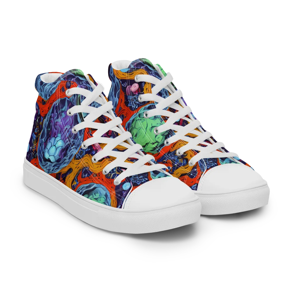 Nebula Reef on Men's High Top Canvas Shoes — Right Front