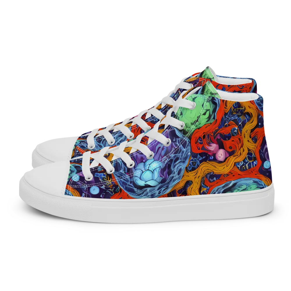 Nebula Reef on Men's High Top Canvas Shoes — Left