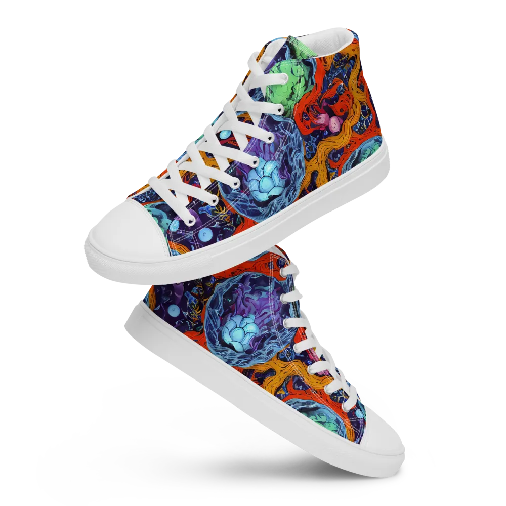 Nebula Reef on Men's High Top Canvas Shoes — Front
