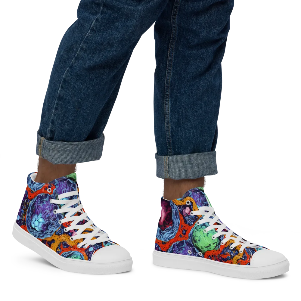 Nebula Reef on Men's High Top Canvas Shoes — Right