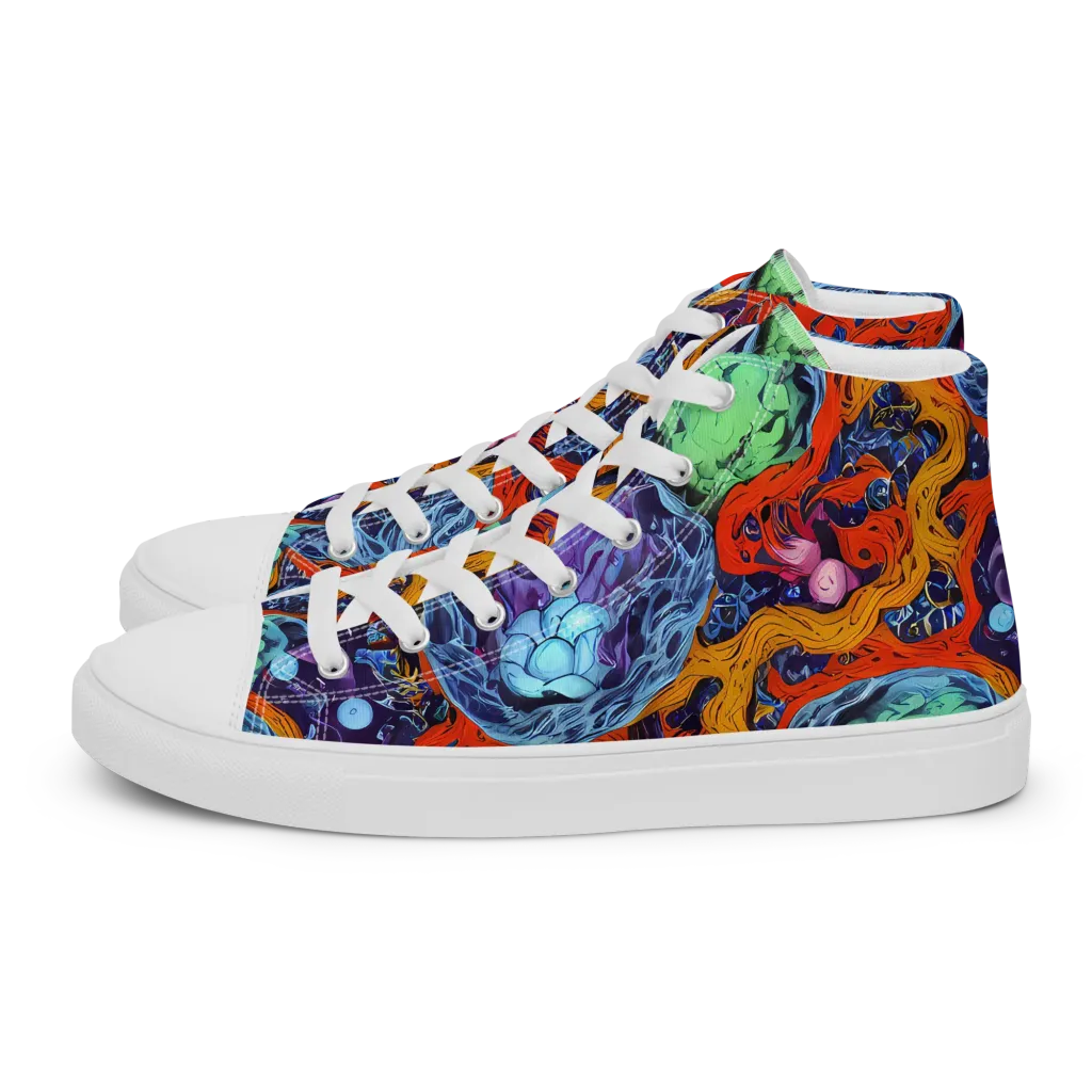 Nebula Reef on Women's High Top Canvas Shoes — Left