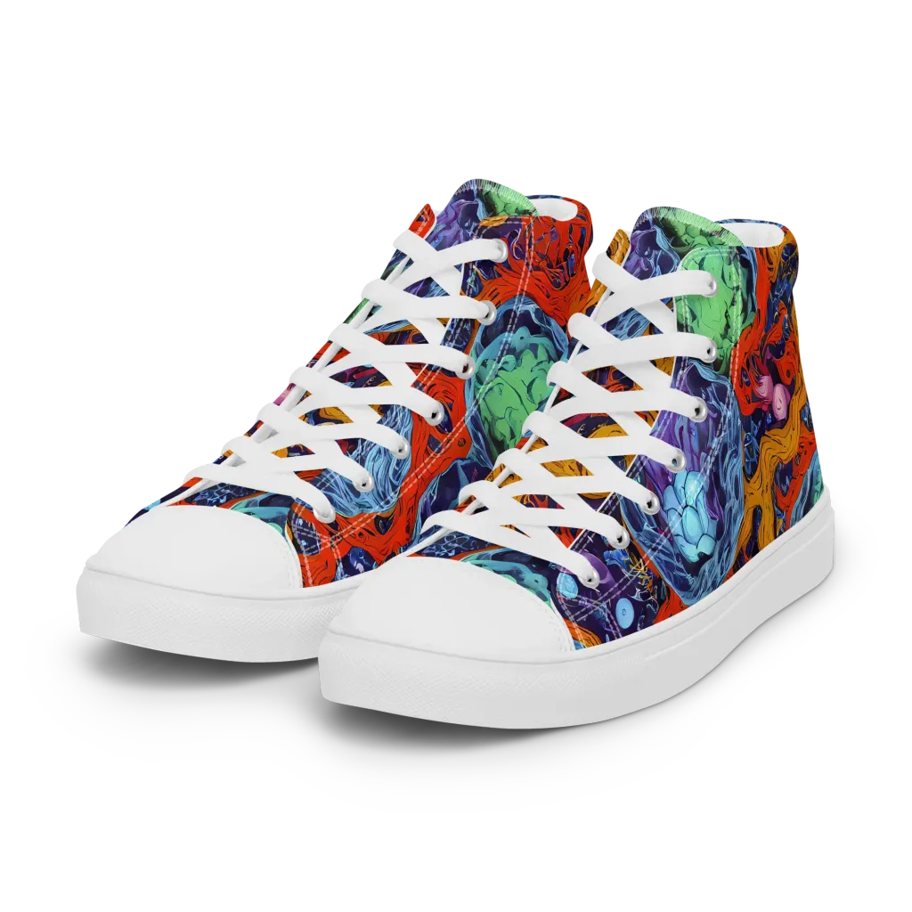Nebula Reef on Women's High Top Canvas Shoes — Left Front