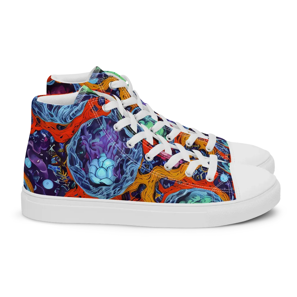 Nebula Reef on Women's High Top Canvas Shoes — Right