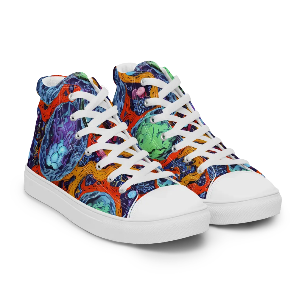 Nebula Reef on Women's High Top Canvas Shoes — Right Front