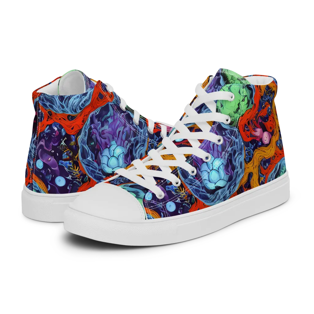 Nebula Reef on Women's High Top Canvas Shoes — Left