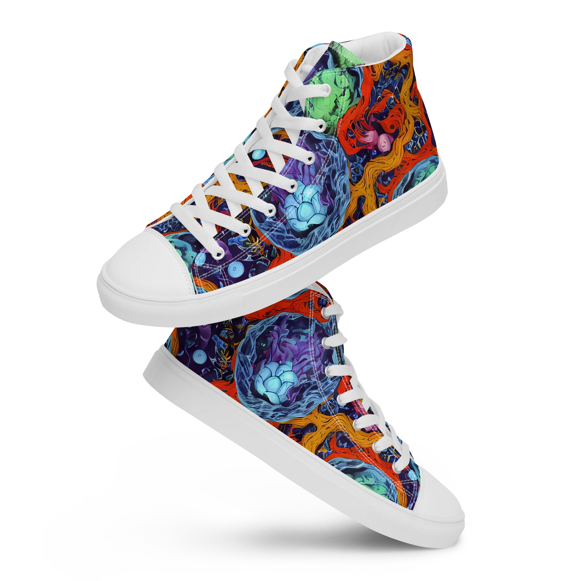 Nebula Reef on Women's High Top Canvas Shoes — Front
