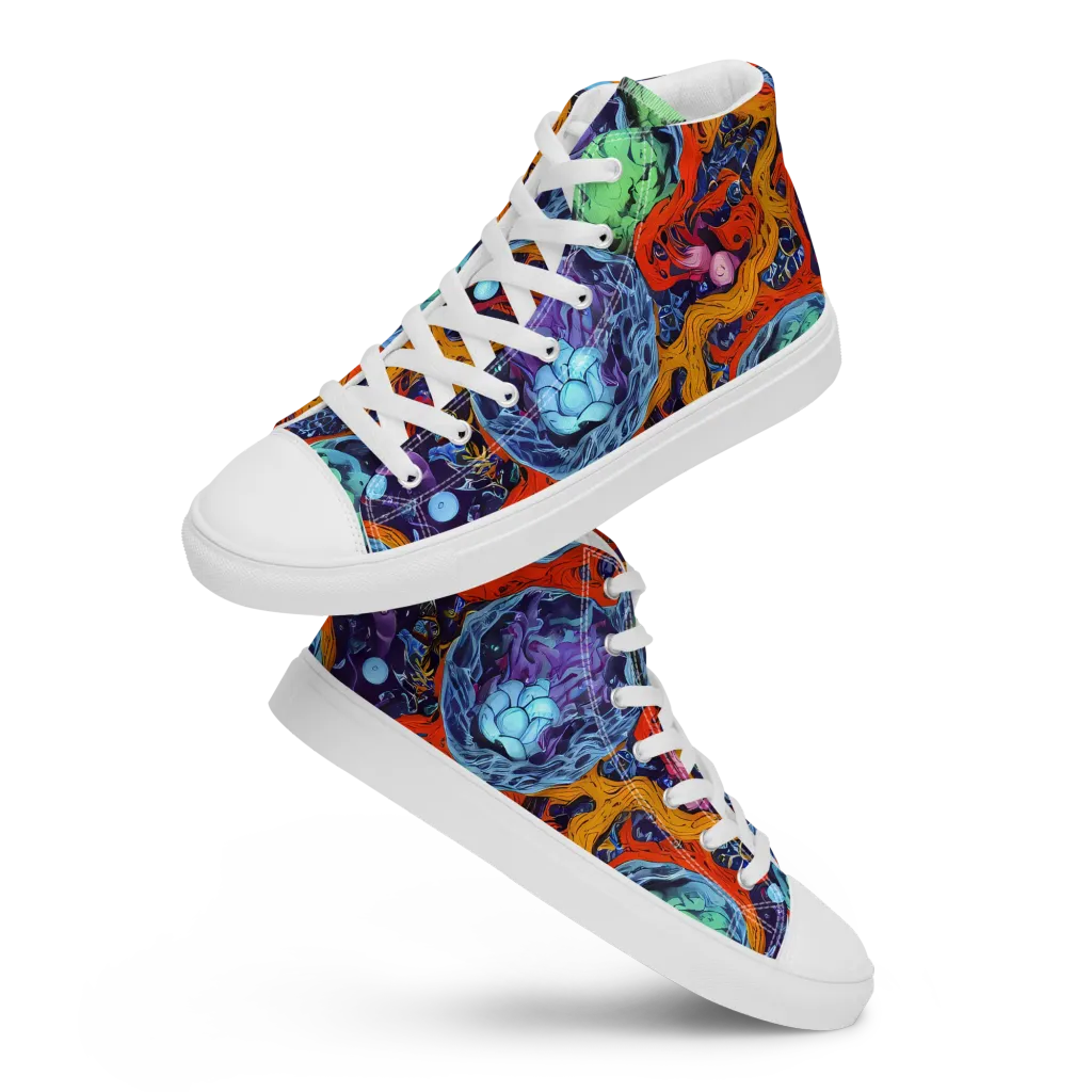 Nebula Reef on Women's High Top Canvas Shoes — Front