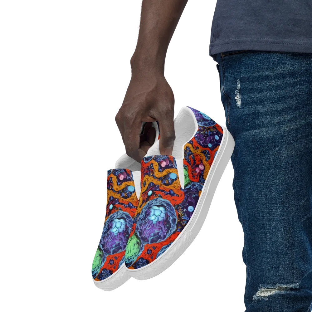 Nebula Reef on Men's Slip-On Canvas Shoes — Left Front