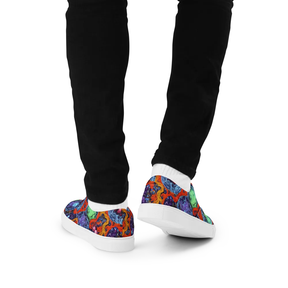 Nebula Reef on Men's Lace-Up Canvas Shoes — Back