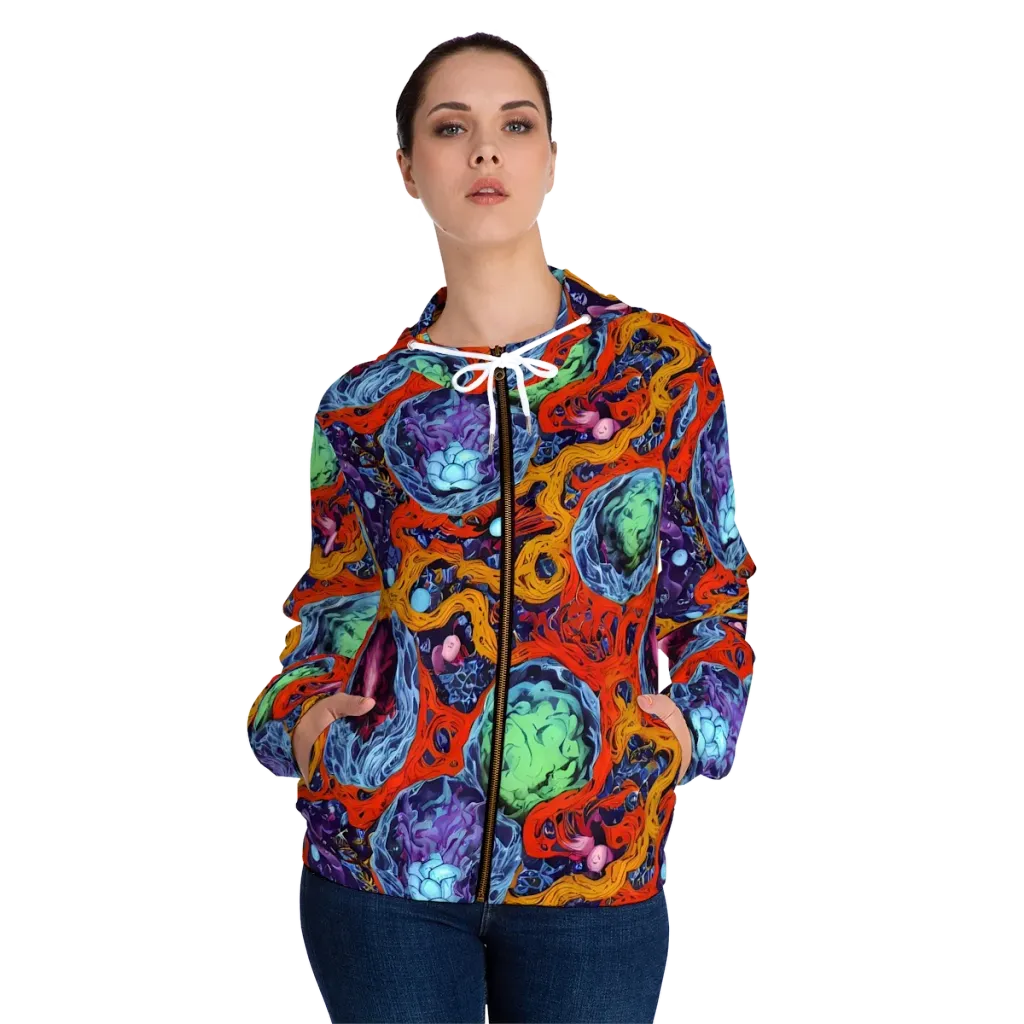 Nebula Reef on Women's Full-Zip Hoodie — Front On Person