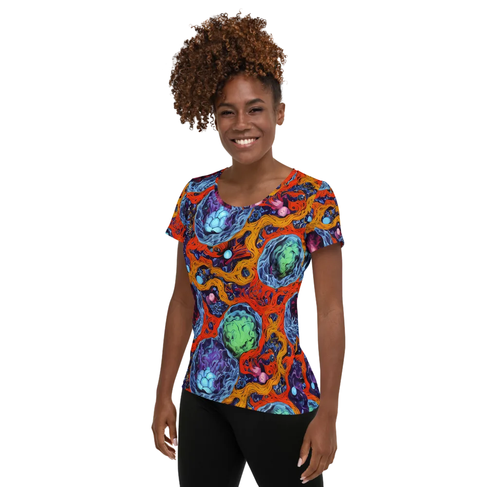 Nebula Reef on Women's Athletic T-Shirt — Left