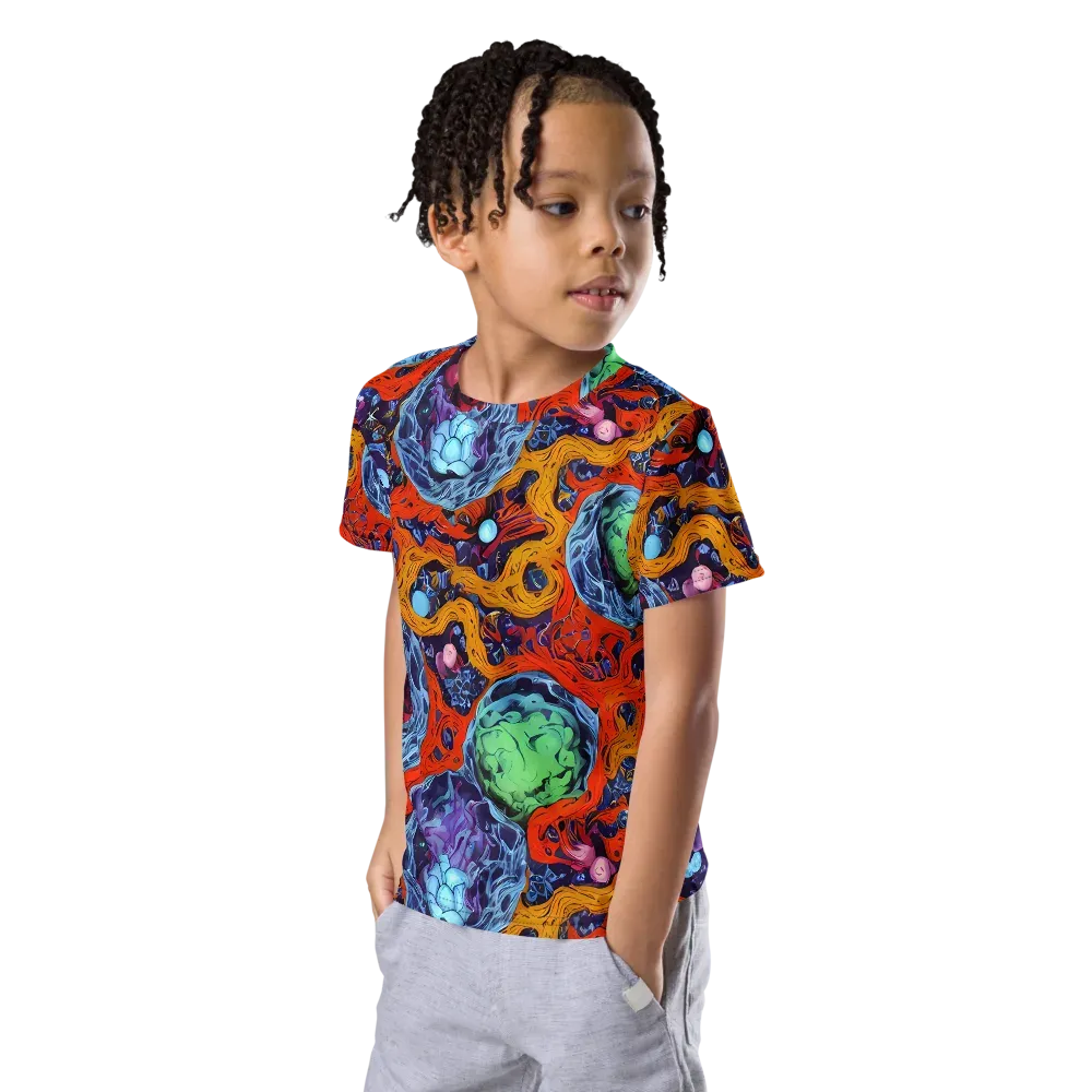 Nebula Reef on Kids Crew Neck T-Shirt — Left Front