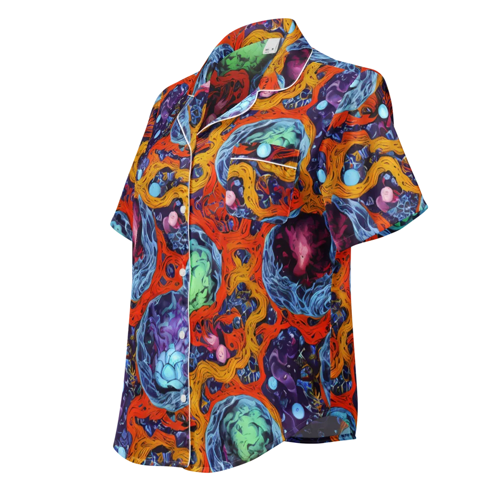 Nebula Reef on Women's Short Sleeve Pajama Top — Left Front