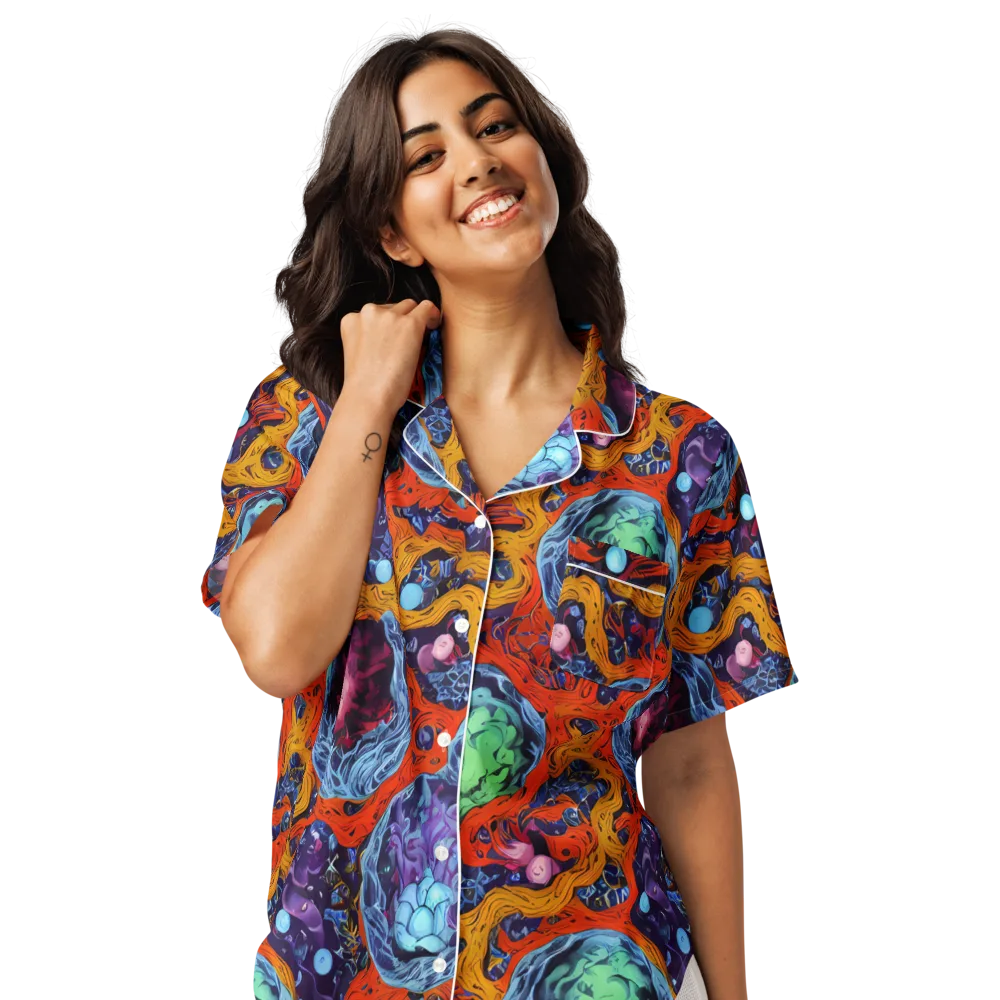 Nebula Reef on Women's Short Sleeve Pajama Top — Front