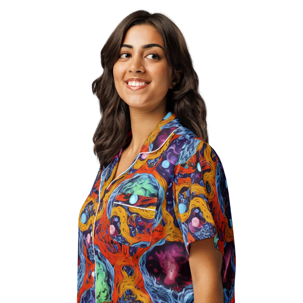 Nebula Reef on Women's Short Sleeve Pajama Top — Left Front