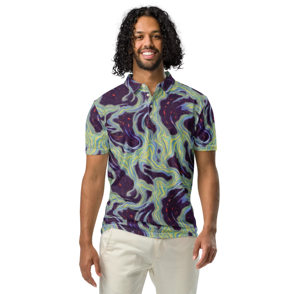 Celestial Tides on Men's Slim Fit Polo Shirt — Front