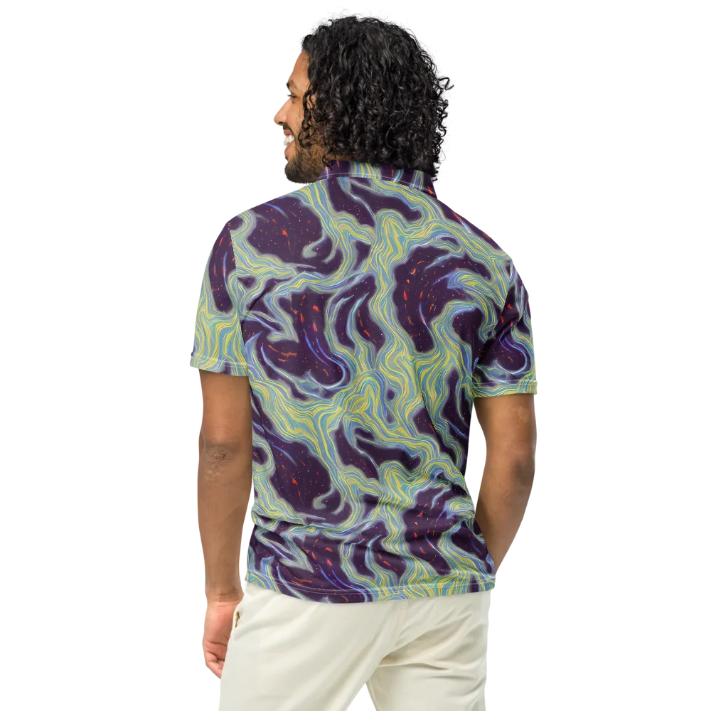 Celestial Tides on Men's Slim Fit Polo Shirt — Back