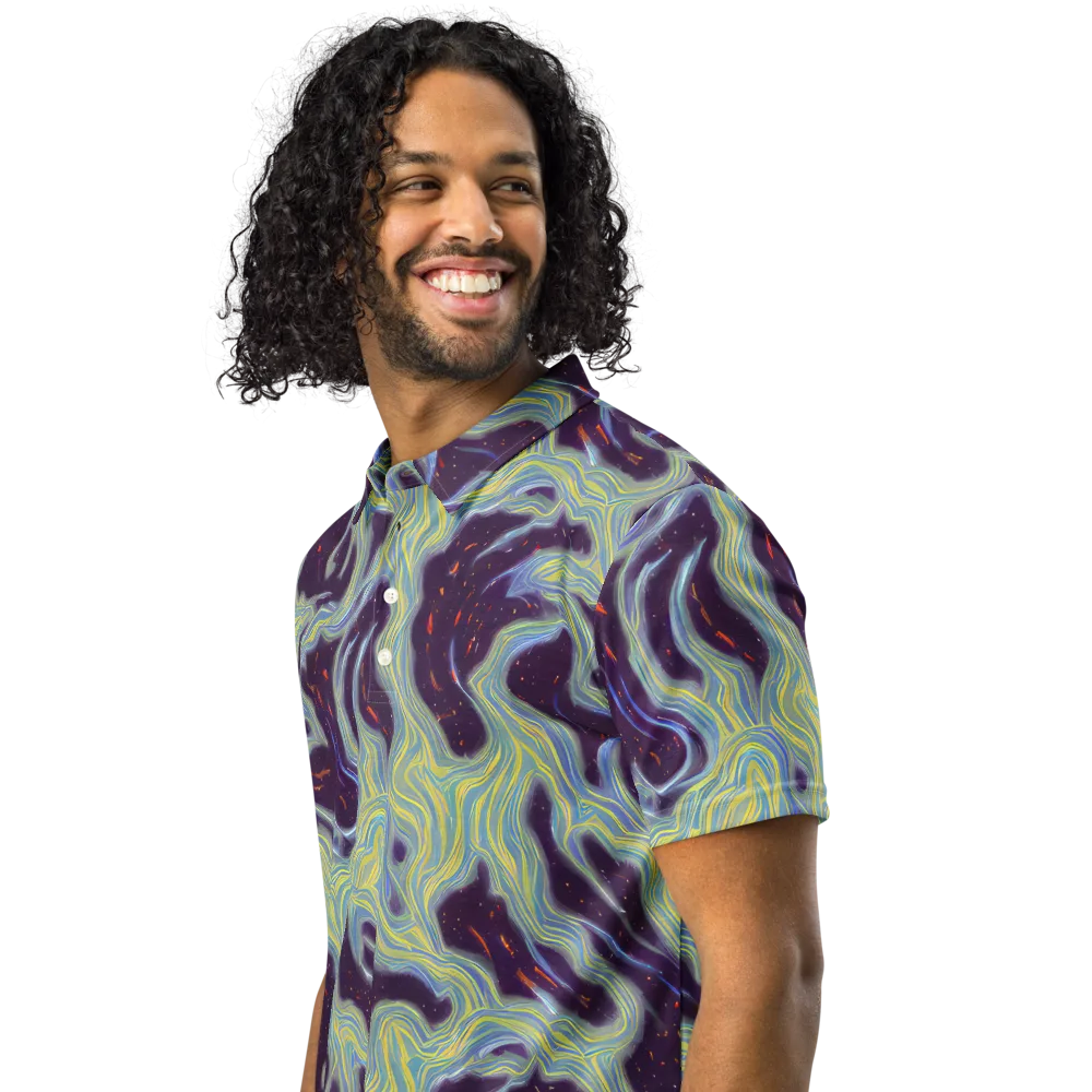 Celestial Tides on Men's Slim Fit Polo Shirt — Left Front