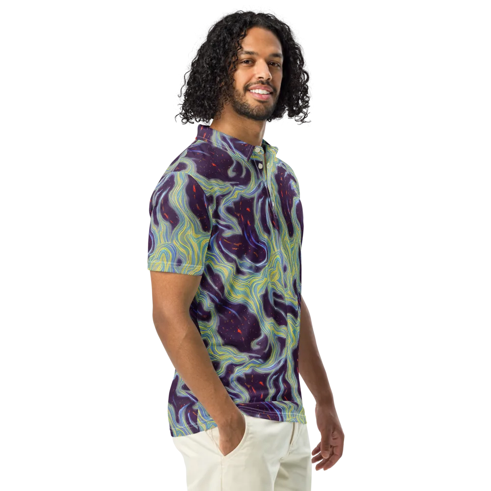 Celestial Tides on Men's Slim Fit Polo Shirt — Right Front