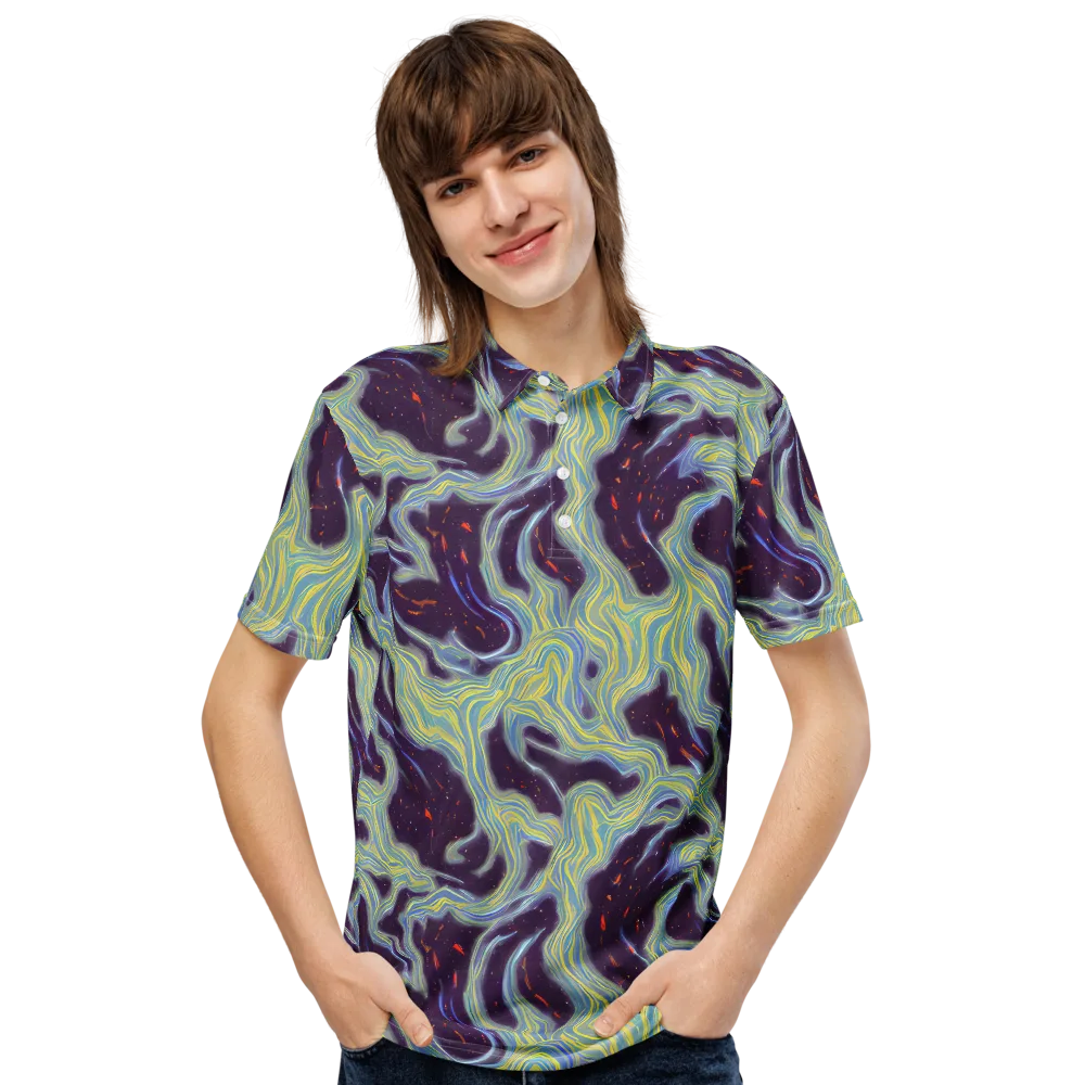 Celestial Tides on Men's Slim Fit Polo Shirt — Front