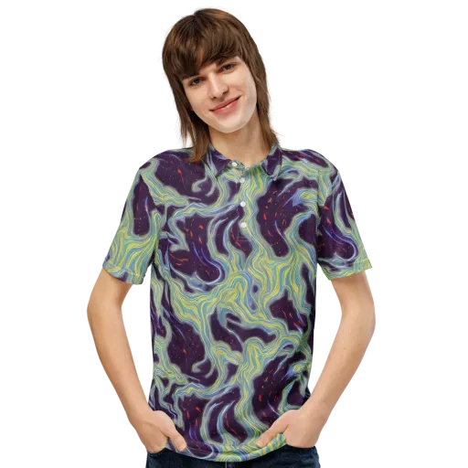 Celestial Tides on a Men's Slim Fit Polo Shirt