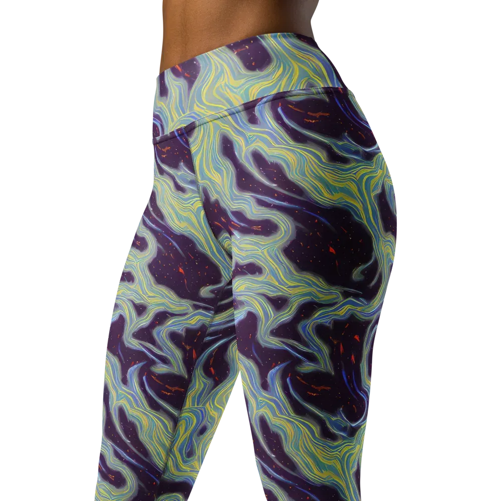 Celestial Tides on Yoga Leggings — Left Front