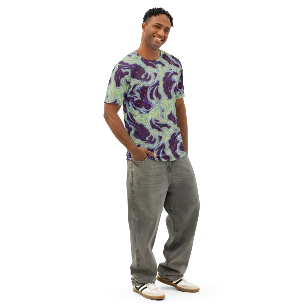 Celestial Tides on Men's Cotton Crew Neck T-Shirt — Right Front