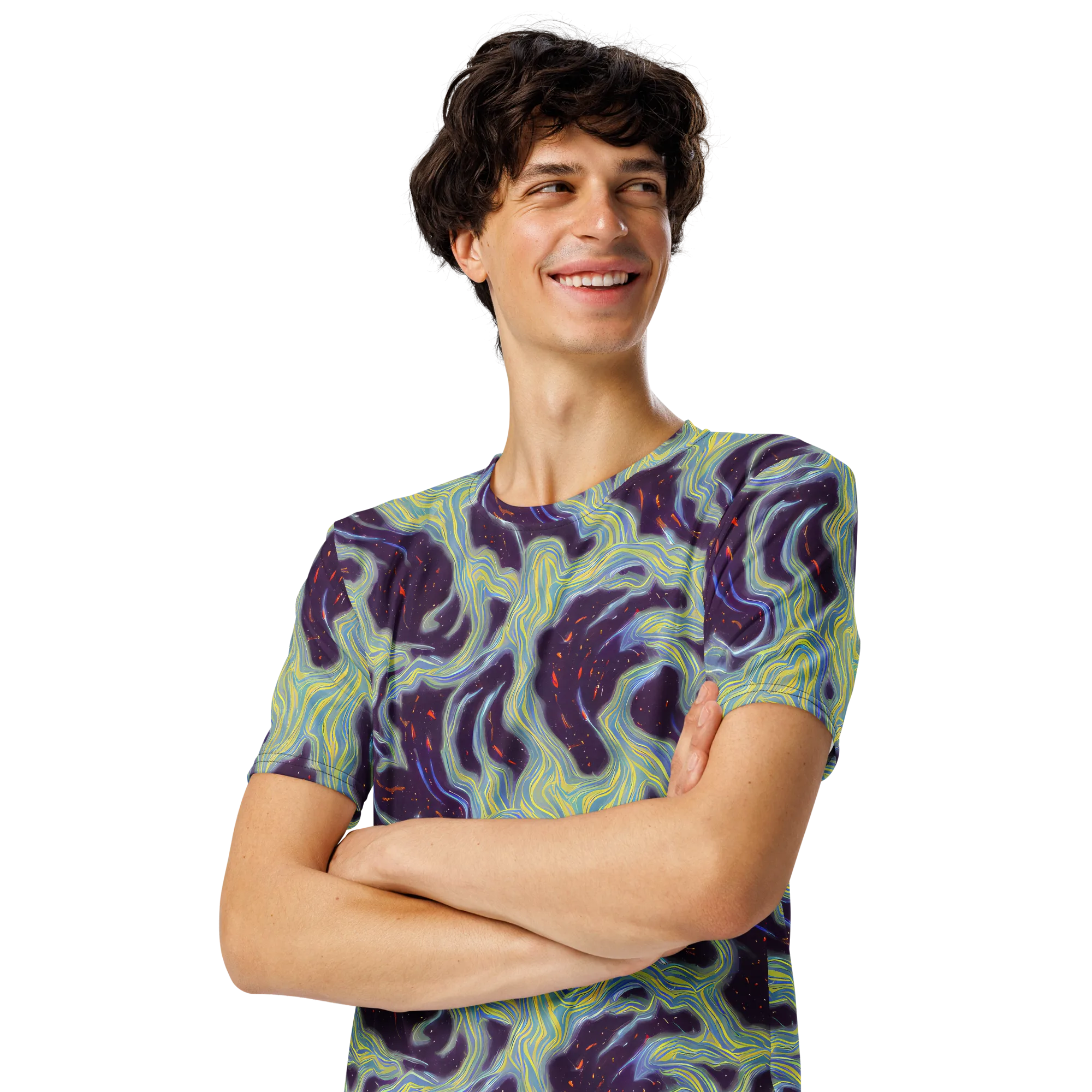 Celestial Tides on Men's Crew Neck T-Shirt — Left Front