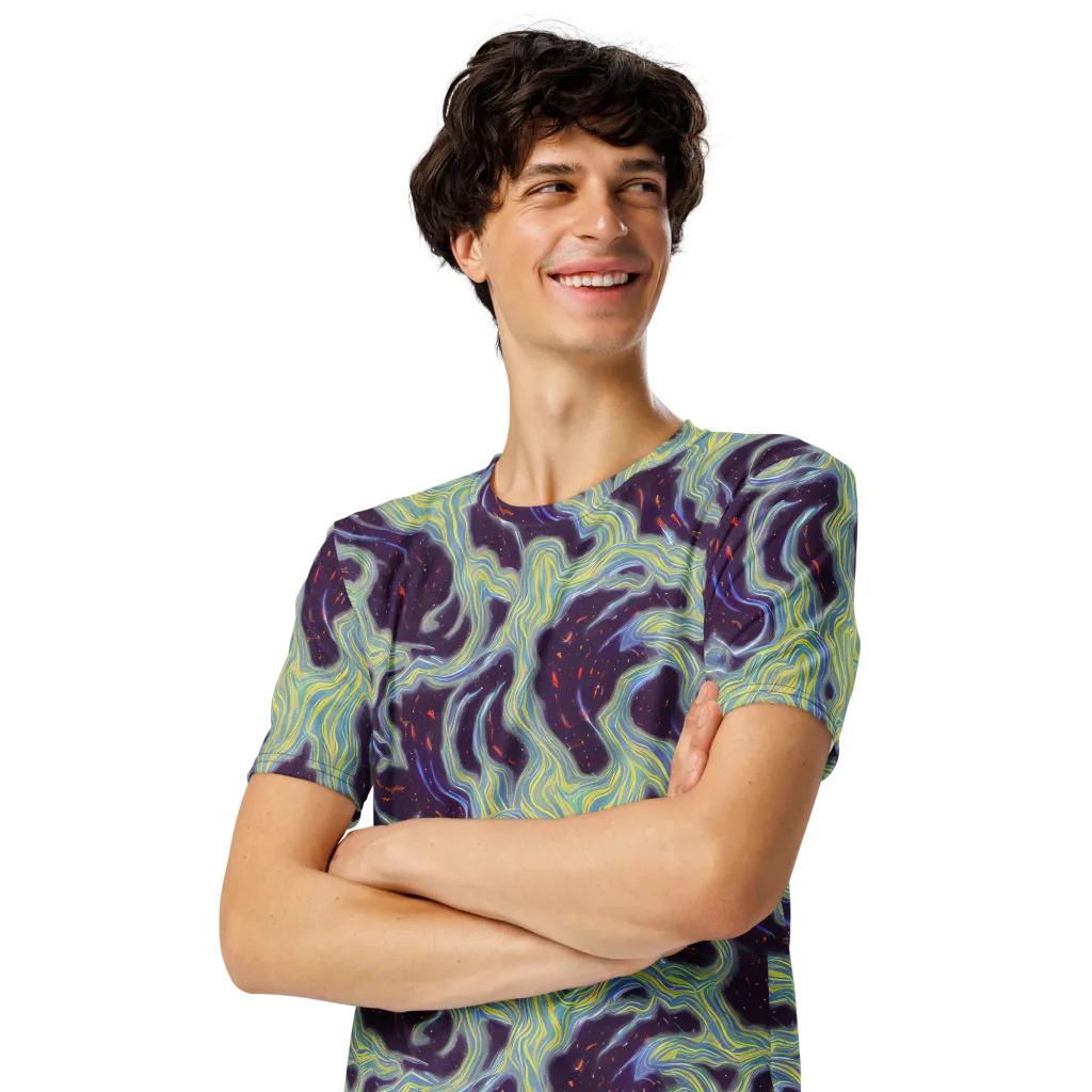 Celestial Tides on Men's Crew Neck T-Shirt — Left Front