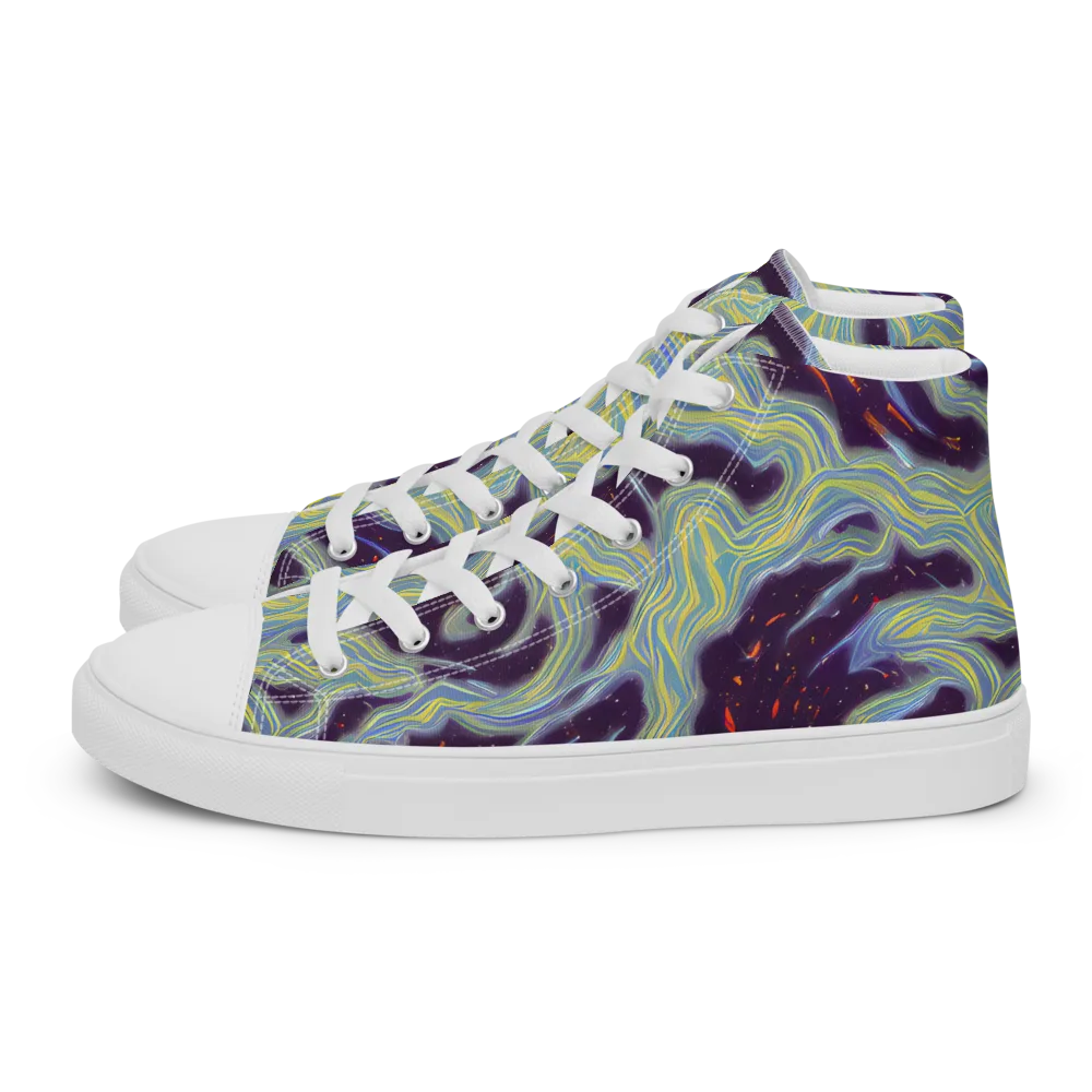 Celestial Tides on Men's High Top Canvas Shoes — Left