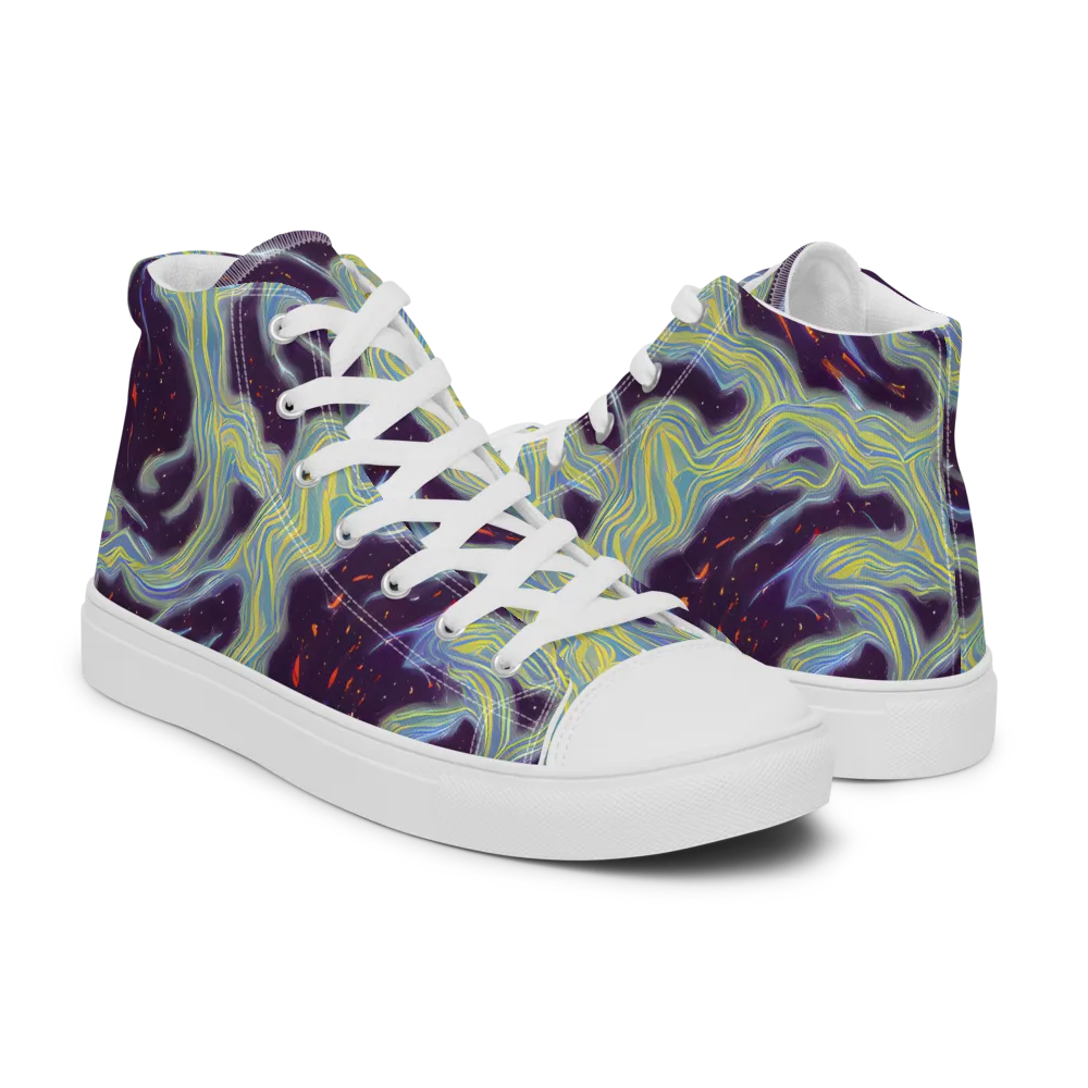 Celestial Tides on Men's High Top Canvas Shoes — Right