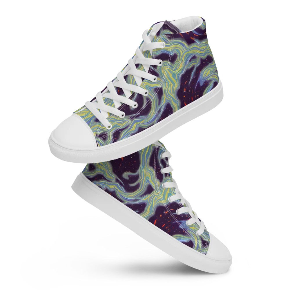 Celestial Tides on Men's High Top Canvas Shoes — Front