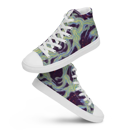 Celestial Tides on a Men's High Top Canvas Shoes