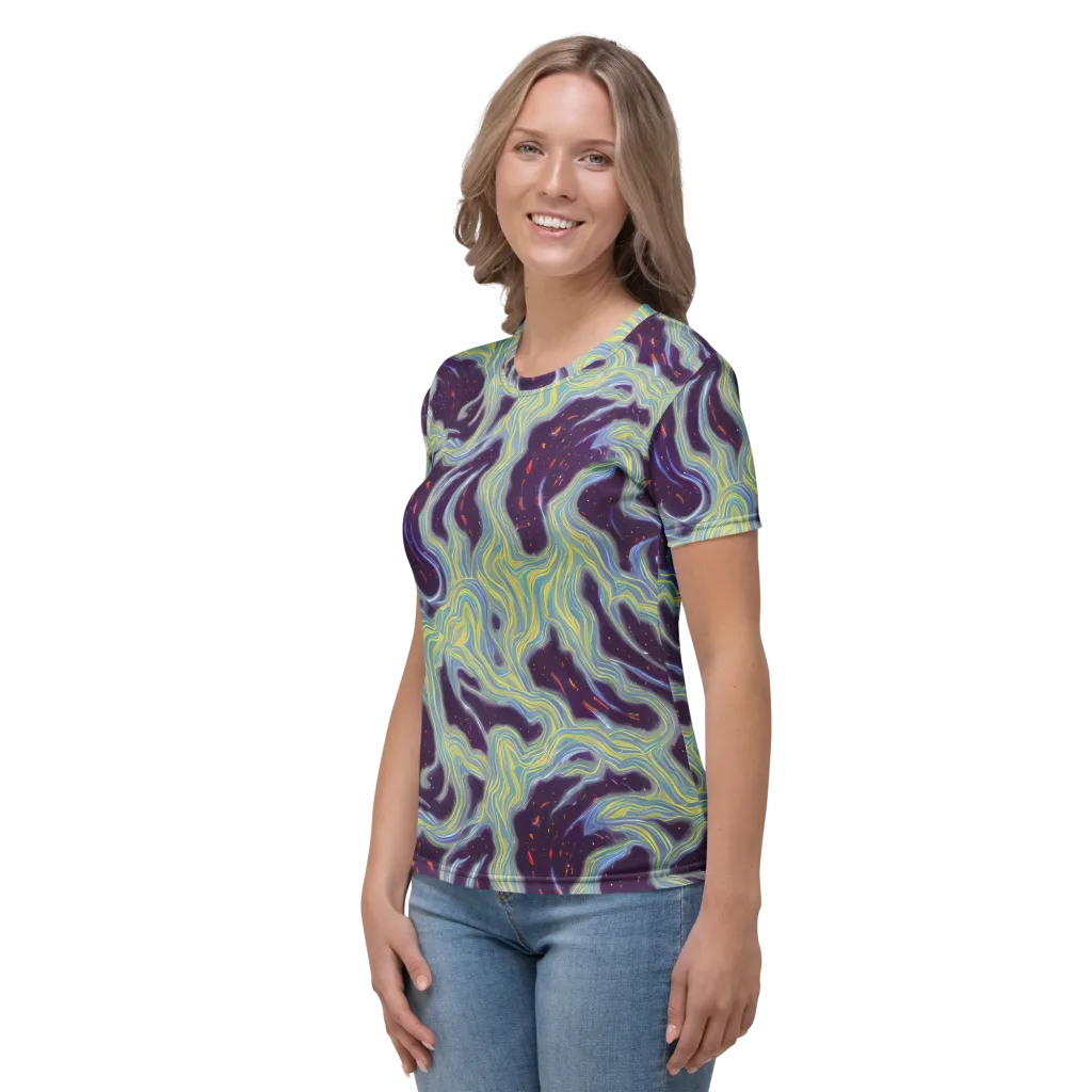 Celestial Tides on Women's Crew Neck T-Shirt — Left