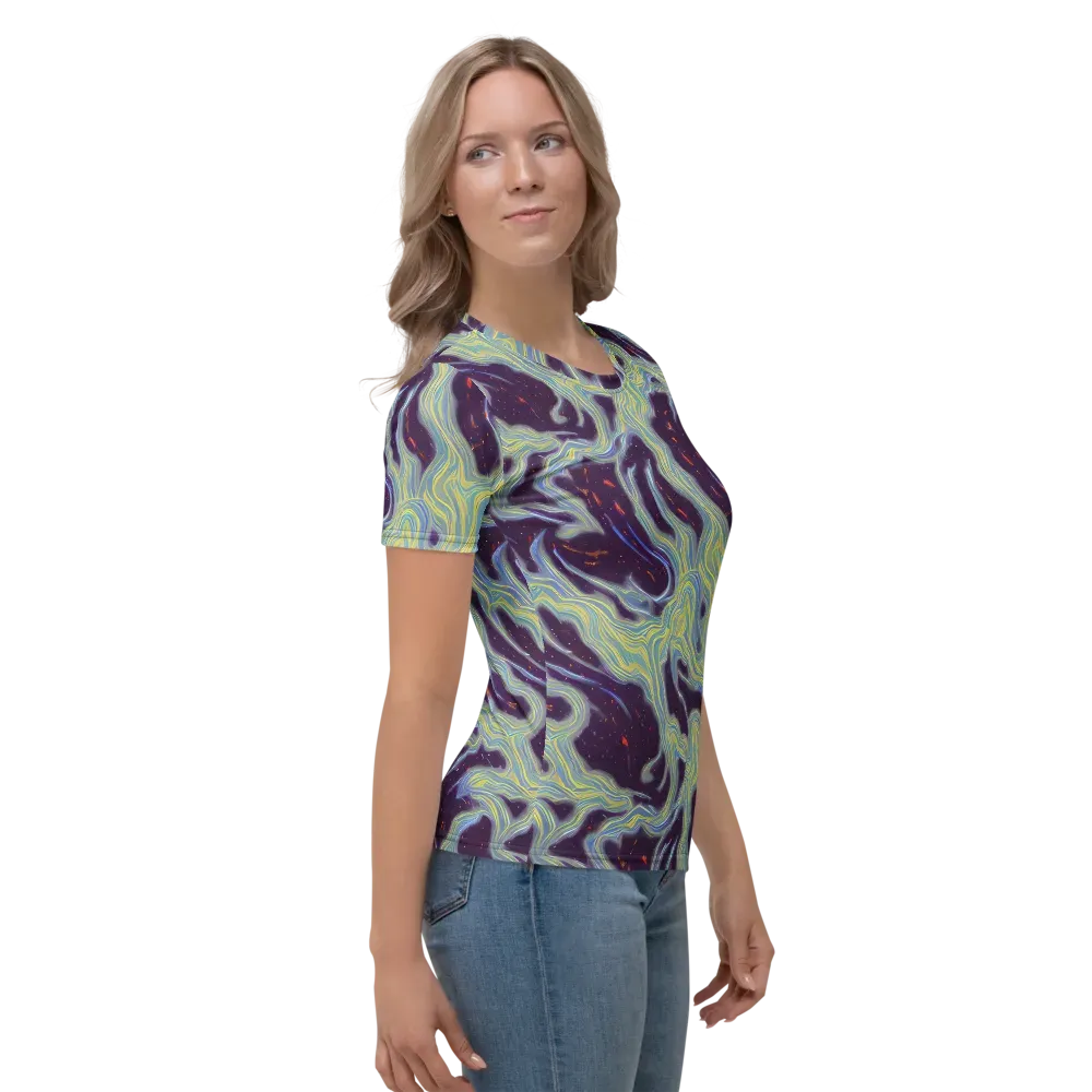 Celestial Tides on Women's Crew Neck T-Shirt — Right